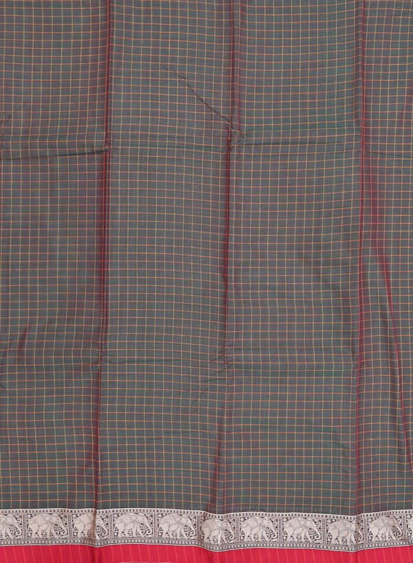 Narayanpet Cotton Saree In Manthulir With Checks Design