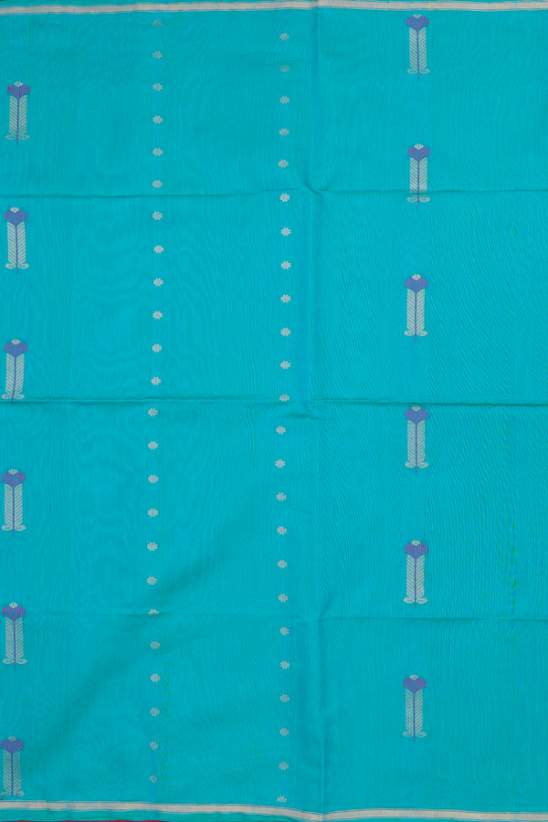 Kora Silk Cotton Saree In Blue With Allover Design