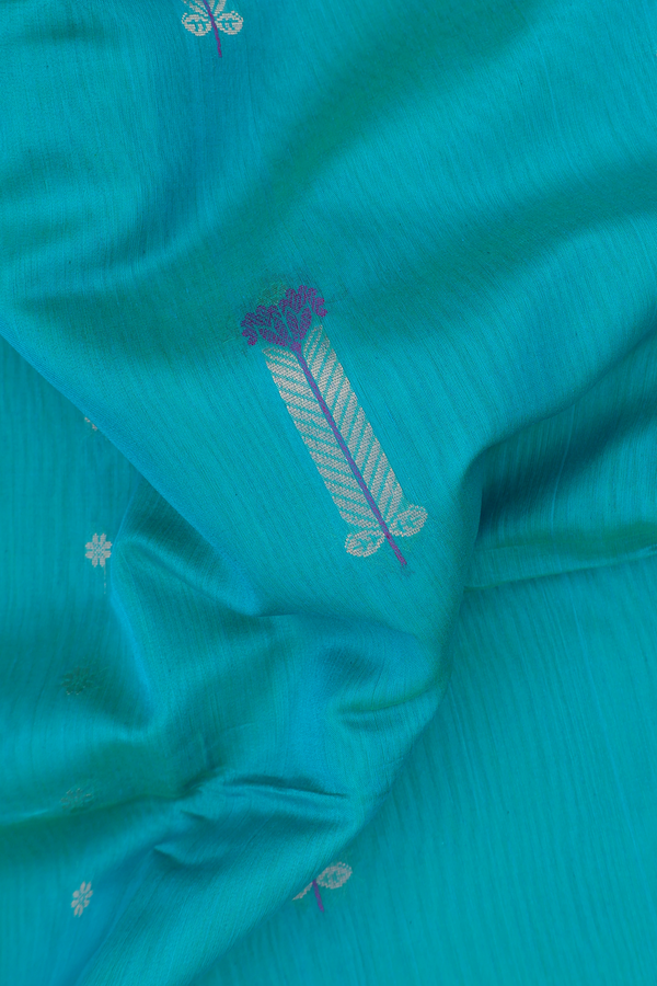 Kora Silk Cotton Saree In Blue With Allover Design