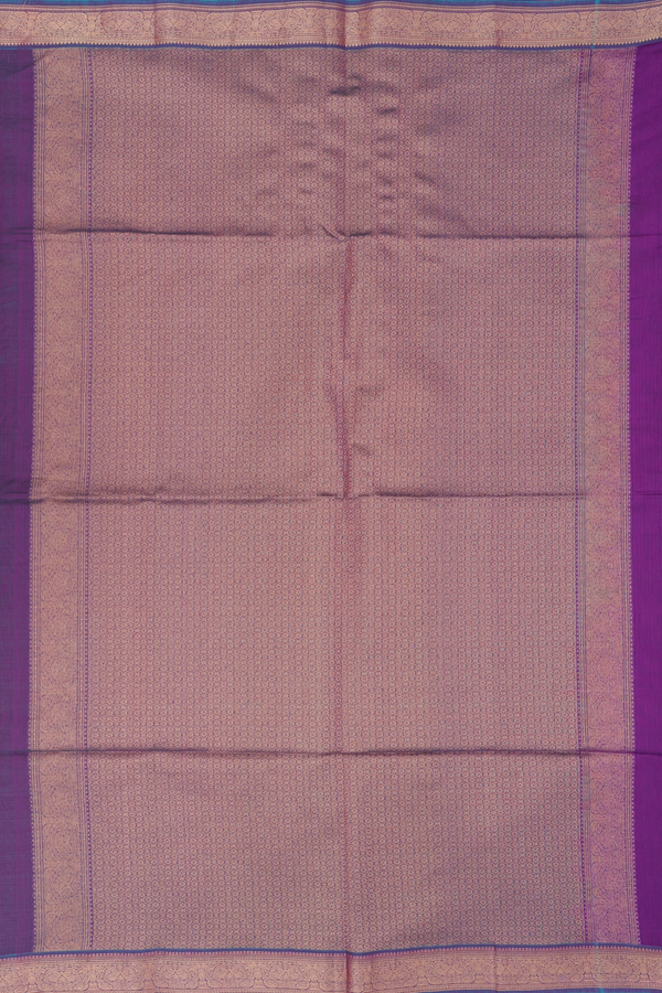 Kora Silk Cotton Saree In Grape Purple With Paisley Buttas