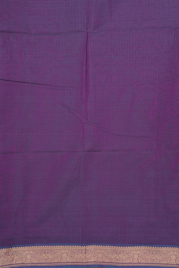 Kora Silk Cotton Saree In Grape Purple With Paisley Buttas