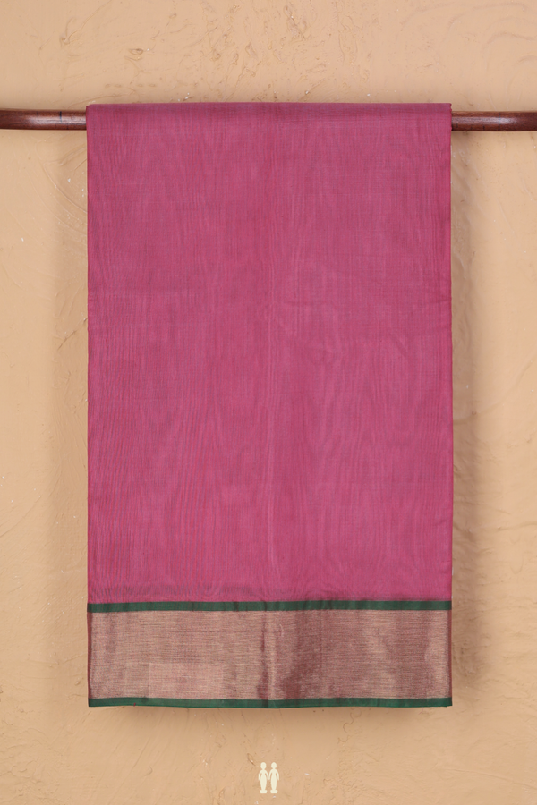 Kora Cotton Saree In Dark Pink With Contrast Border
