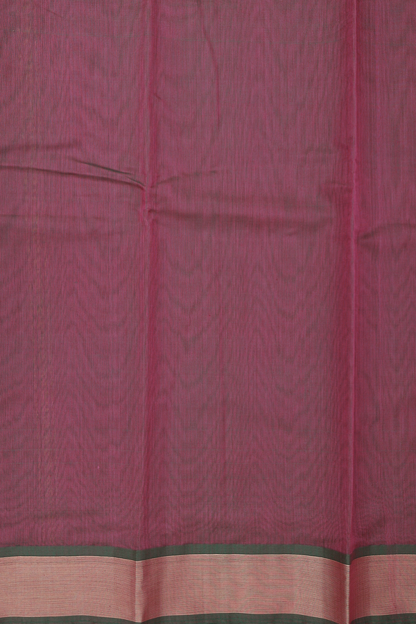 Kora Cotton Saree In Dark Pink With Contrast Border