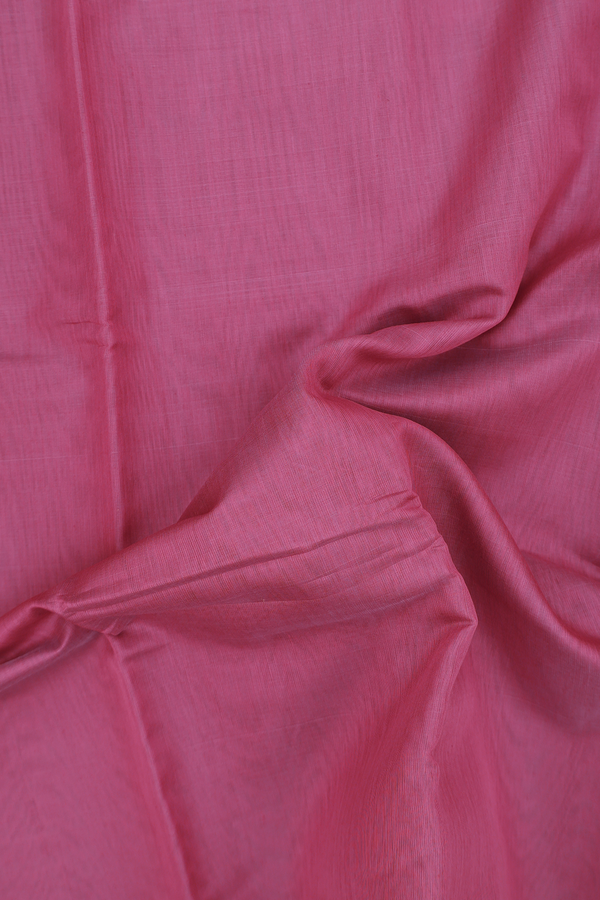 Kora Cotton Saree In Dark Pink With Contrast Border