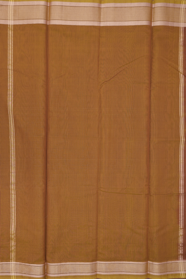 Kora Cotton Saree In Brown With Zari Border