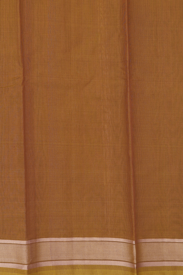 Kora Cotton Saree In Brown With Zari Border