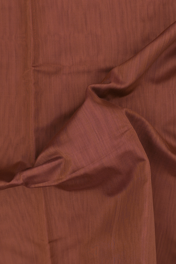 Kora Cotton Saree In Brown With Zari Border