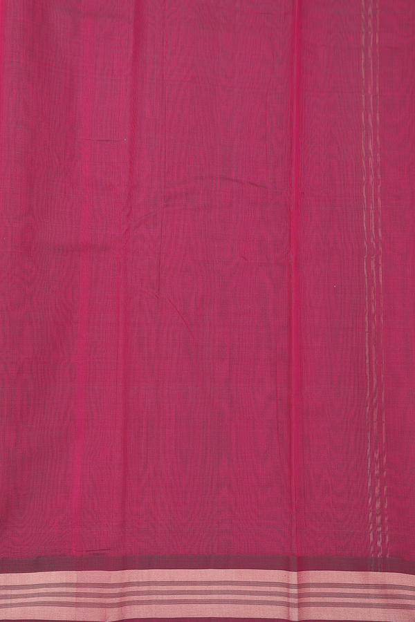 Kora Cotton Saree In Coral Pink With Contrast Border