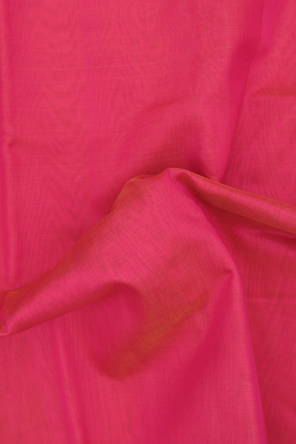 Kora Cotton Saree In Coral Pink With Contrast Border