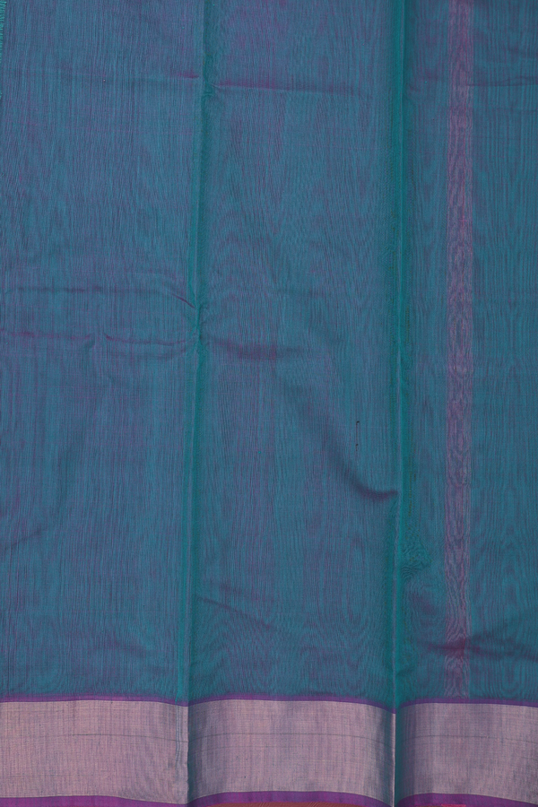 Kora Cotton Saree In Capri Blue With Zari Border