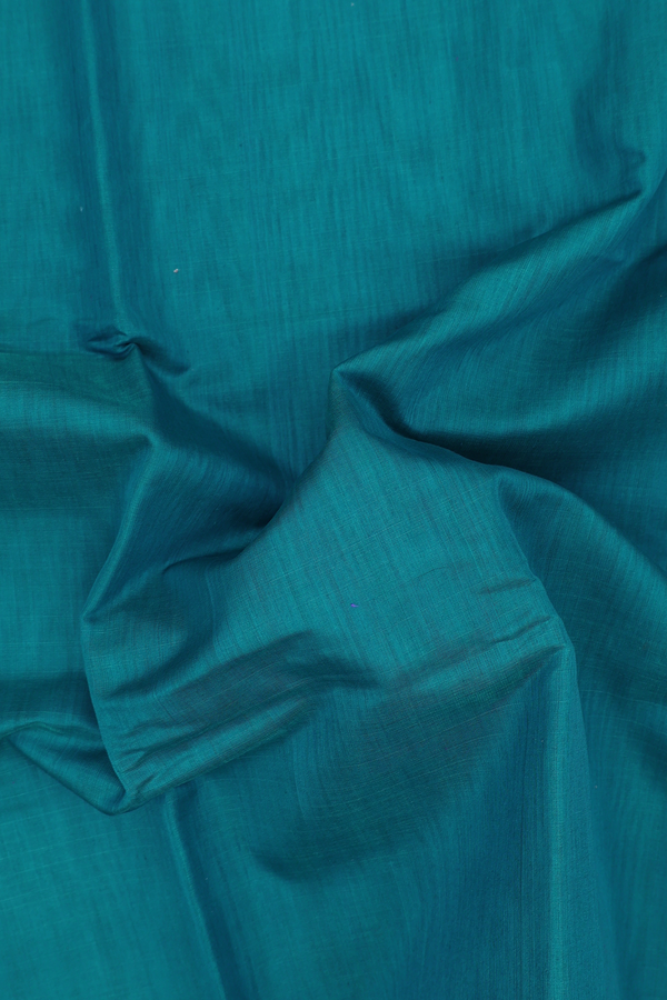 Kora Cotton Saree In Capri Blue With Zari Border