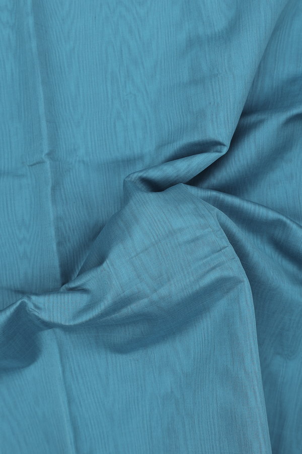 Kora Cotton Saree In Blue With Contrast Border