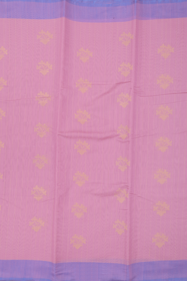 Kora Silk Cotton Saree In Dusty Pink Along Stripes With Motifs