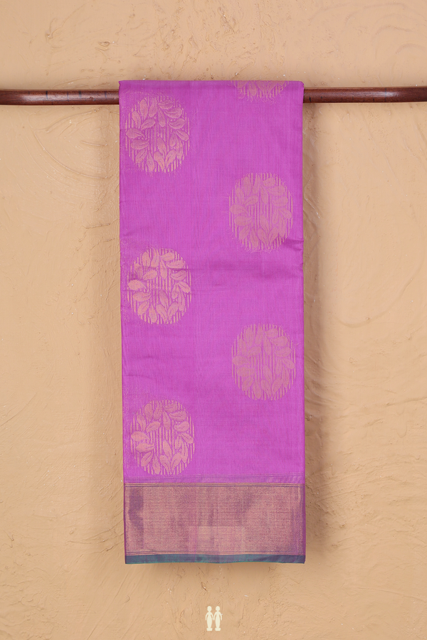 Kora Silk Cotton Saree In Orchid With Zari Motifs