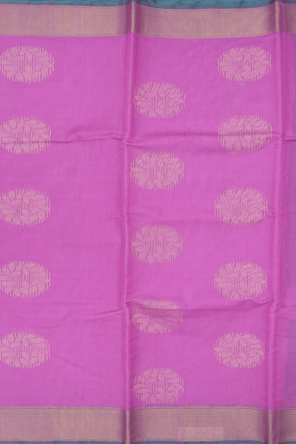 Kora Silk Cotton Saree In Orchid With Zari Motifs