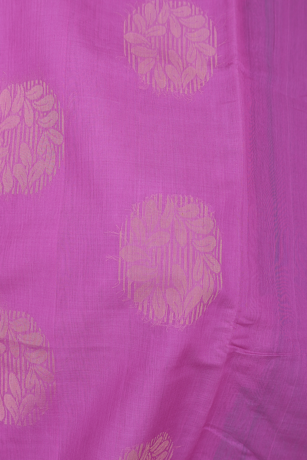Kora Silk Cotton Saree In Orchid With Zari Motifs