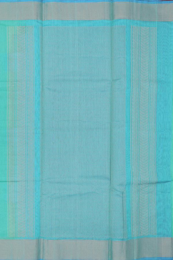 Kora Silk Cotton Saree In Sea Green With Zari Motifs