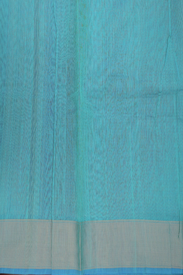 Kora Silk Cotton Saree In Sea Green With Zari Motifs