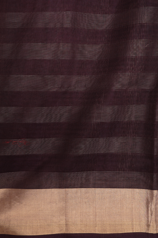 Kora Silk Cotton Saree In Plum Brown With Checks Design