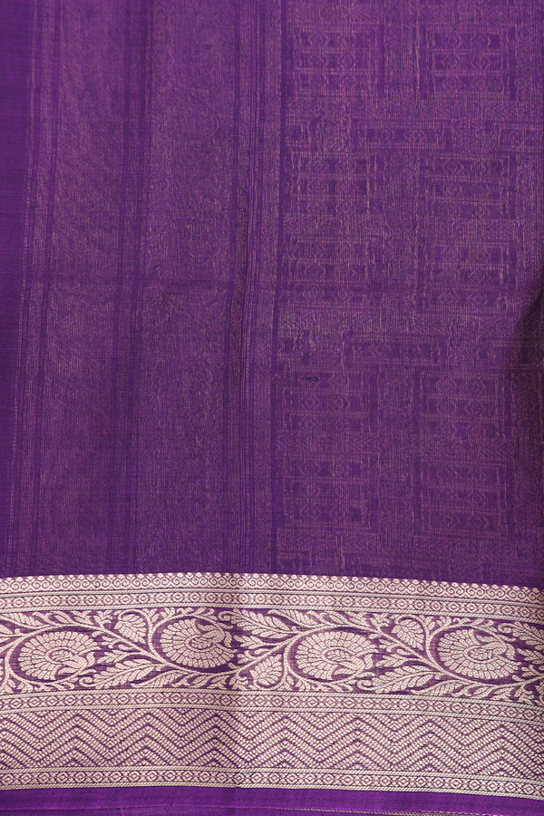Kora Silk Cotton Saree In Teal Blue With Zari Buttas
