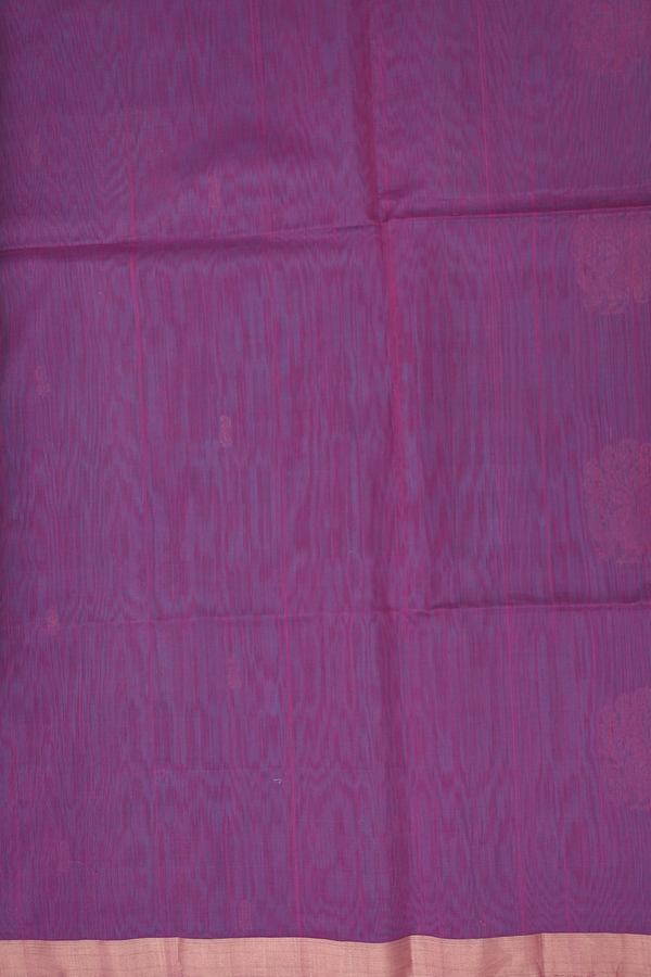 Kora Silk Cotton Saree In Sea Green With Peacock Motifs