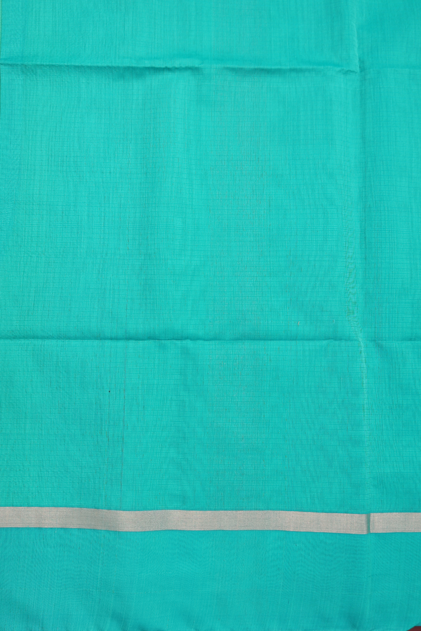 Kora Silk Cotton Saree In Seafoam Green With Floral Motifs