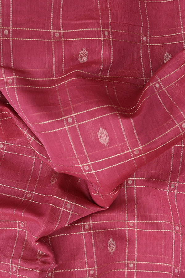 Kora Silk Cotton Saree In Mulberry With Checks Design