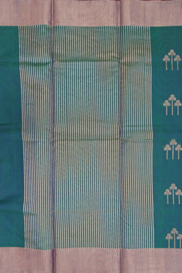 Kora Silk Cotton Saree In Dual Tone With Zari Buttas