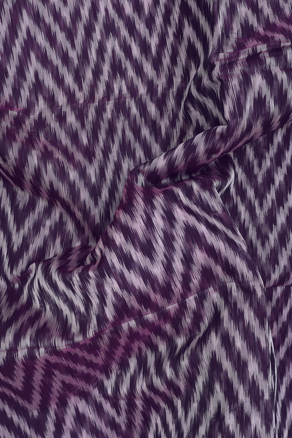 Kora Silk Cotton Saree In Deep Purple With Chevron Design