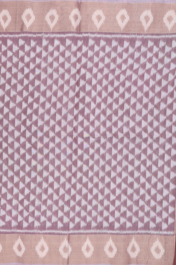 Kora Silk Cotton Saree In Dusty Grape With Chevron Design
