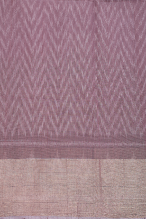 Kora Silk Cotton Saree In Dusty Grape With Chevron Design