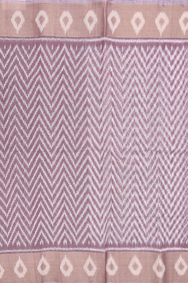 Kora Silk Cotton Saree In Dusty Grape With Chevron Design