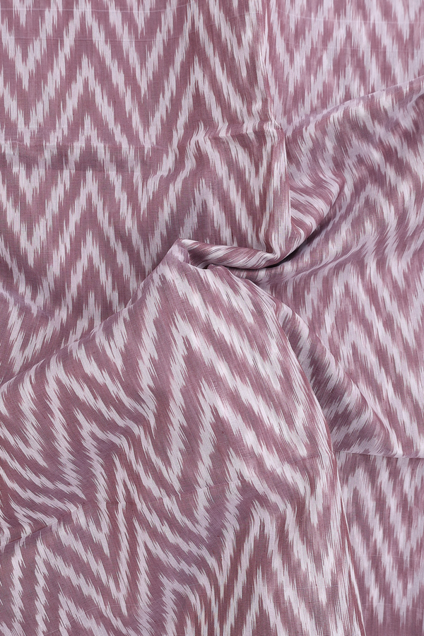 Kora Silk Cotton Saree In Dusty Grape With Chevron Design