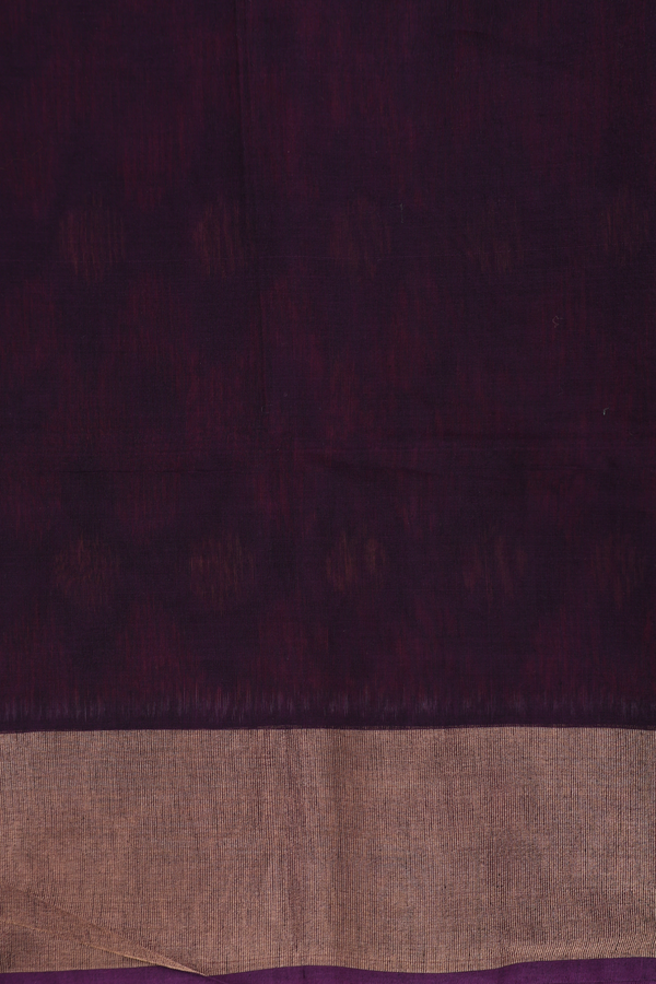 Kora Silk Cotton Saree In Purple With Ikat Design