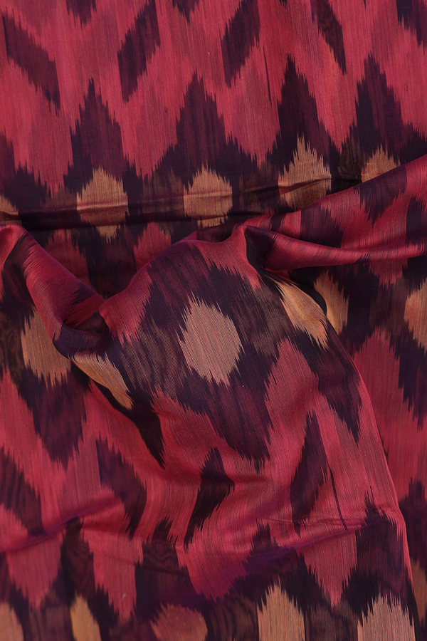 Kora Silk Cotton Saree In Purple With Ikat Design