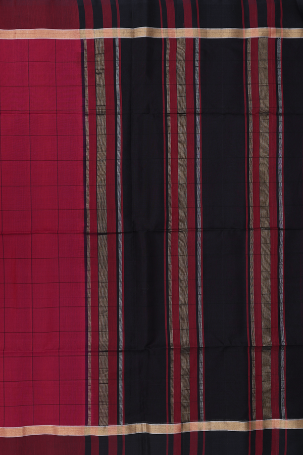 Kora Silk Cotton Saree In Pink With Checks Design