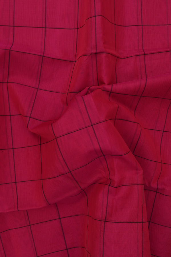 Kora Silk Cotton Saree In Pink With Checks Design