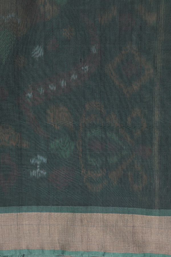Kora Silk Cotton Saree In Yellow With Ikat Design