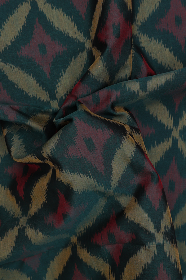 Kora Silk Cotton Saree In Dark Green With Allover Design