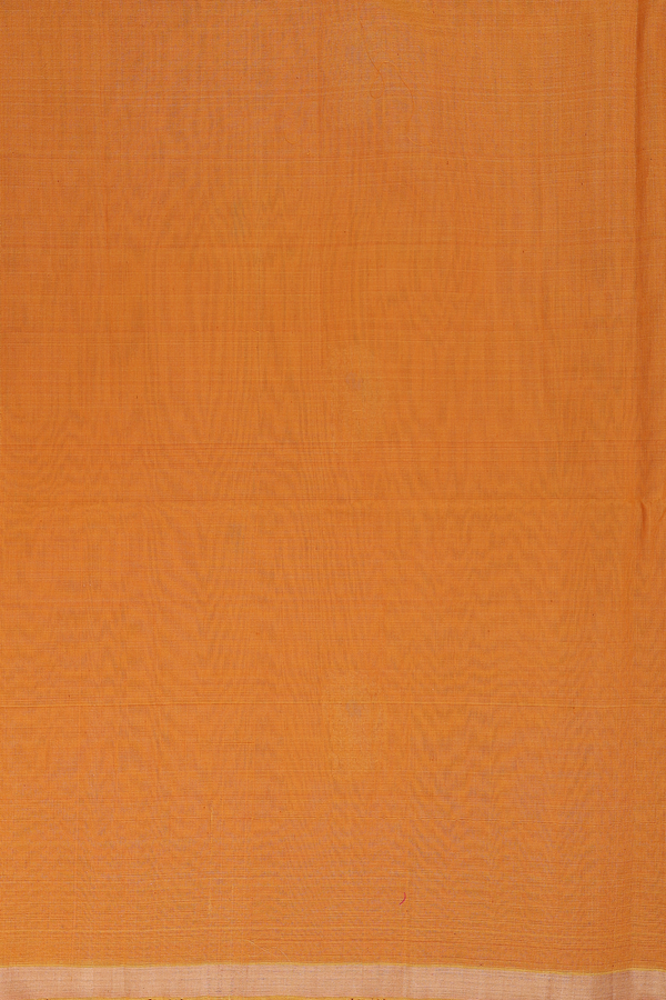 Kora Silk Cotton Saree In Orange With Paisley Motifs