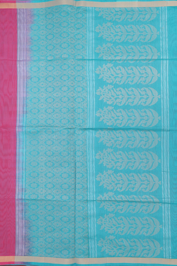 Kora Silk Cotton Saree In Pink With Floral Motifs