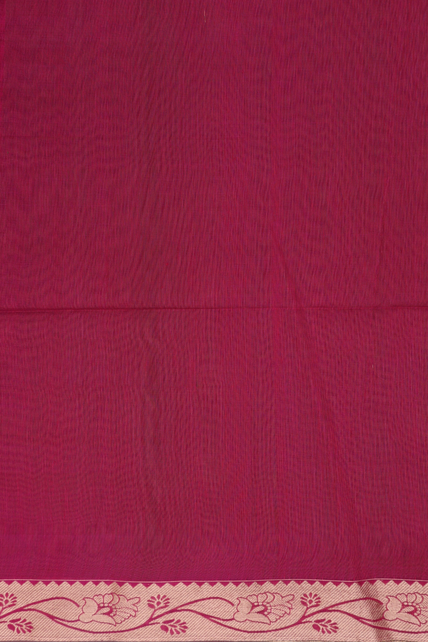 Kora Silk Cotton Saree In Green With Zari Buttas
