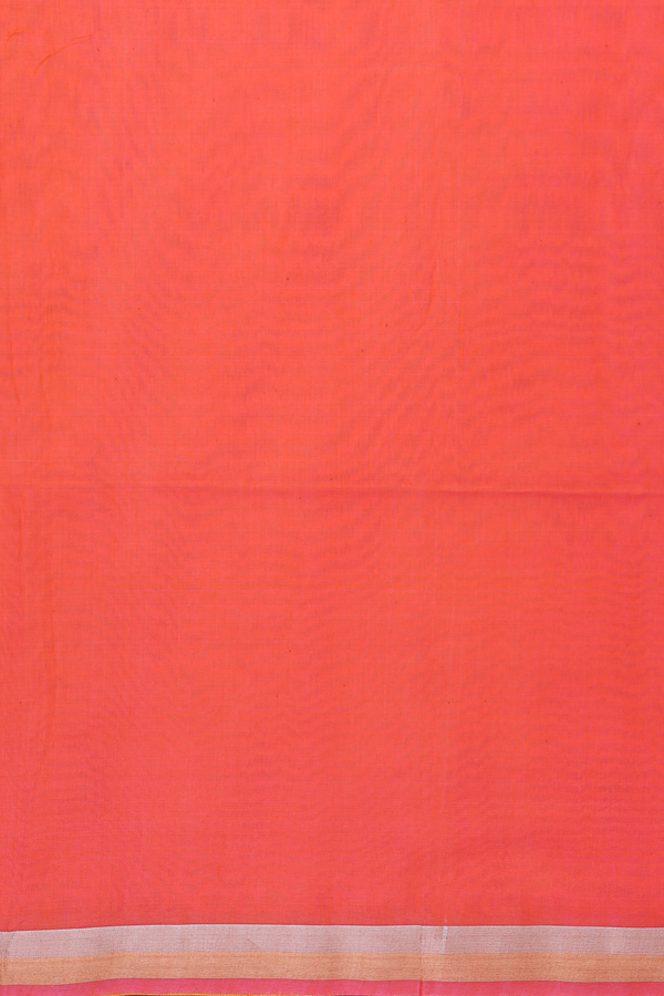 Kora Silk Cotton Saree In Orange With Paisley Buttis