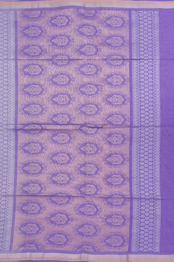 Kora Silk Cotton Saree In Charcoal Grey With Zari Buttas