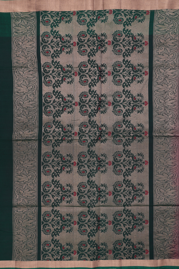 Kora Silk Cotton Saree In Purple With Zari Buttas