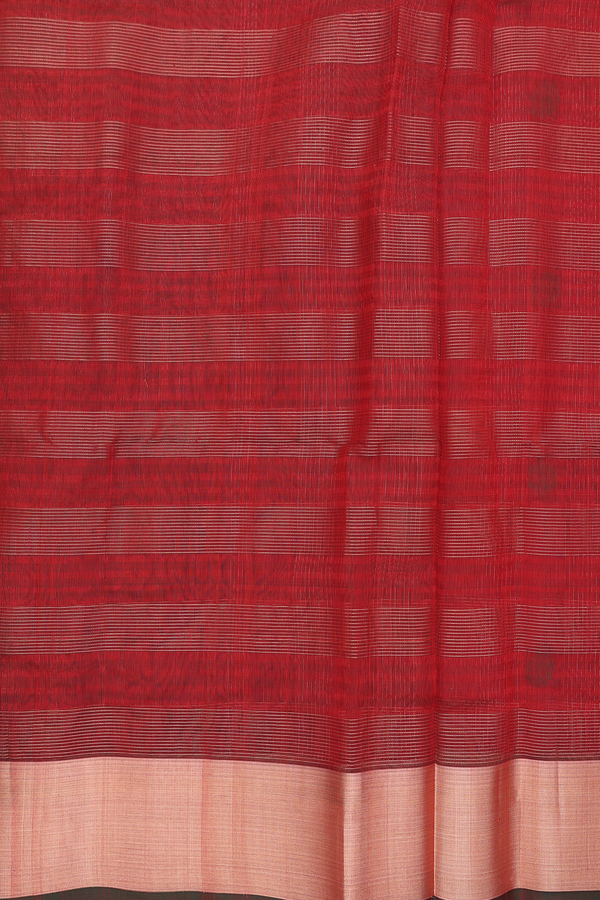 Kora Silk Cotton Saree In Red With Checks Design