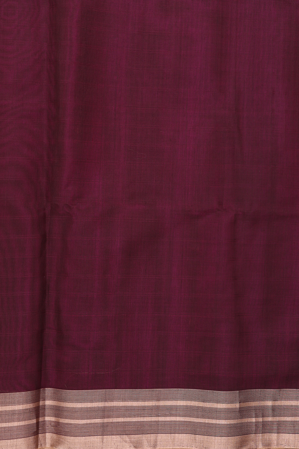 Kora Silk Cotton Saree In Berry Purple With Zari Buttis