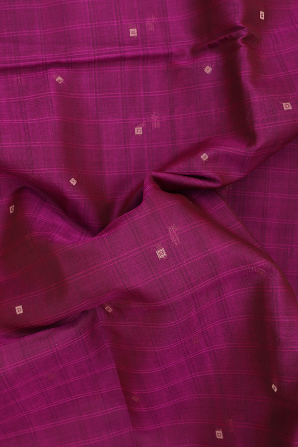 Kora Silk Cotton Saree In Berry Purple With Zari Buttis