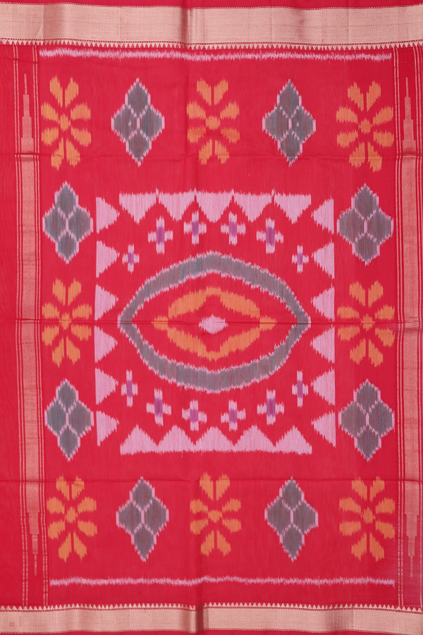 Kora Silk Cotton Saree In Cream Color With Floral Buttas