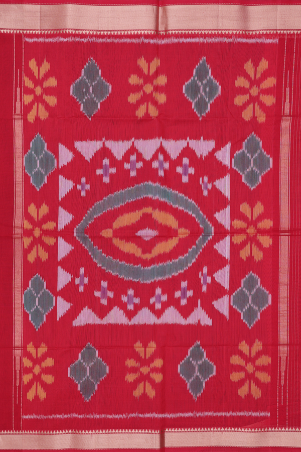 Kora Silk Cotton Saree In Navy Blue With Floral Buttas